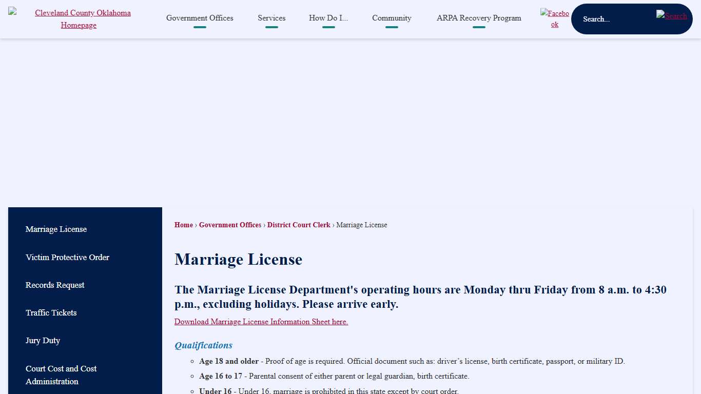 Marriage License | Cleveland County, OK - Official Website
