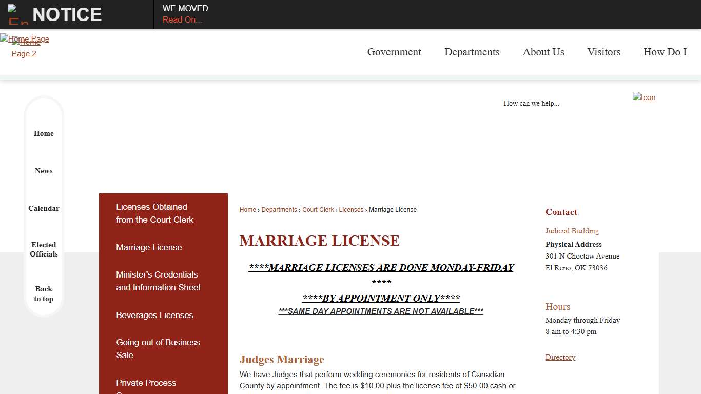 Marriage License | Canadian County, OK - Official Website